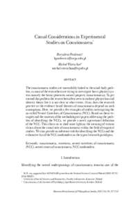 Causal Considerations in Experimental Studies of Consciousness