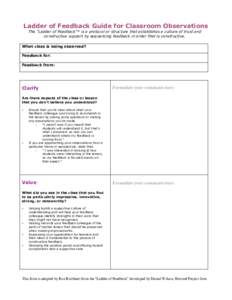 Ladder of Feedback Guide for Classroom Observations The 