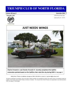 TRIUMPH CLUB OF NORTH FLORIDA Volume 28 Issue 3 DecemberRoyal Fern Lane. Jacksonville, Fl