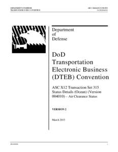 DEPARTMENT OF DEFENSE TRANSPORTATION EDI CONVENTION AIR CLEARANCE STATUS  315.B