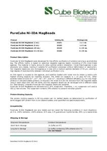 PureCube Ni-IDA IDA MagBeads Product Catalog No.