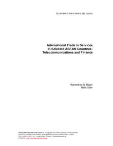 ECONOMICS AND FINANCE NOInternational Trade in Services in Selected ASEAN Countries: Telecommunications and Finance