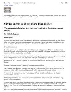 Giving Sperm Is About More Than Money