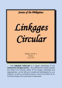 Senate of the Philippines  Linkages Circular Volume 10 No. 4 October