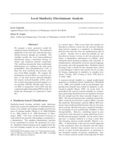 Local Similarity Discriminant Analysis  Luca Cazzanti Applied Physics Lab, University of Washington, Seattle WA[removed]removed]