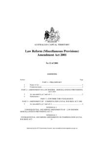 AUSTRALIAN CAPITAL TERRITORY  Law Reform (Miscellaneous Provisions) Amendment Act 2001 No 12 of 2001