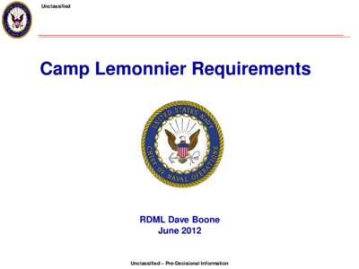 Unclassified  Camp Lemonnier Requirements RDML Dave Boone June 2012