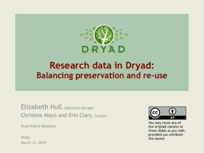          Research data in Dryad: