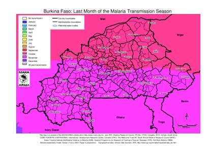 Burkina Faso: Last Month of the Malaria Transmission Season No transmission Country boundaries  January