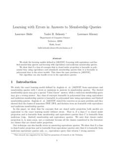 Learning with Errors in Answers to Membership Queries Laurence Bisht