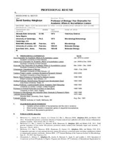 PROFESSIONAL RESUME A. BIOGRAPHICAL SKETCH Name  Position Title
