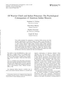 BASIC AND APPLIED SOCIAL PSYCHOLOGY, 30:208–218, 2008 Copyright # Taylor & Francis Group, LLC ISSN: print=online DOI:   Of Warrior Chiefs and Indian Princesses: The Psycholo