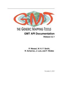 THE GENERIC MAPPING TOOLS GMT API Documentation ReleaseP. Wessel, W. H. F. Smith, R. Scharroo, J. Luis, and F. Wobbe