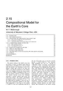 2.15 Compositional Model for the Earth’s Core