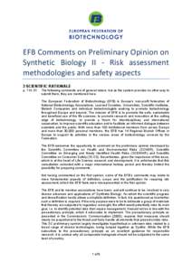 Microsoft Word - EFB Comments on Preliminary Opinion on Synthetic Biology II