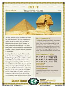 Egypt Detailed Itinerary The Land of the Pharaohs  The great pyramids of Giza guarded by the Sphinx;
