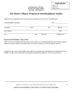 OFFICIAL USE ONLY Active Inactive Degree Earned  San Diego State University