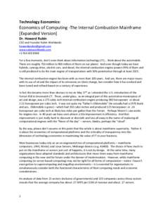 Technology Economics:  Economics of Computing -The Internal Combustion Mainframe [Expanded Version] Dr. Howard Rubin