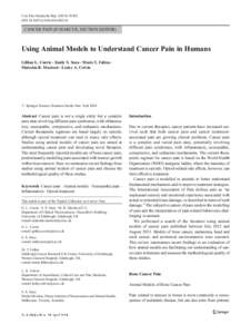Curr Pain Headache Rep:423 DOIs11916CANCER PAIN (D MARCUS, SECTION EDITOR)  Using Animal Models to Understand Cancer Pain in Humans