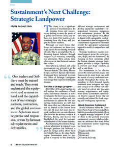 FOCUS  Sustainment’s Next Challenge: Strategic Landpower  T