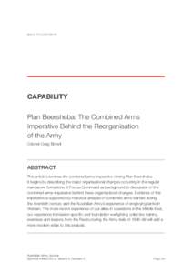 BACK TO CONTENTS  CAPABILITY Plan Beersheba: The Combined Arms Imperative Behind the Reorganisation of the Army