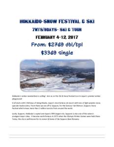 Microsoft Word - Hokkaido Snow Festival & Ski and Tour 2017.docx