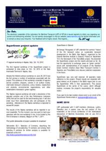 LABORATORY FOR MARITIME TRANSPORT NEWSLETTER No 14 July – September 2010 N.T.U.A. NATIONAL TECHNICAL UNIVERSITY OF ATHENS