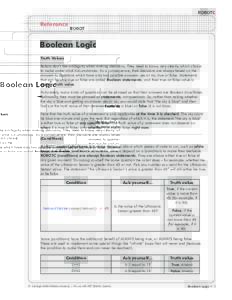 ROBOTC  Reference Boolean Logic Truth Values