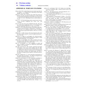 Previous section Volume contents INDEX OF CITATIONS  APPENDIX B. INDEX OF CITATIONS