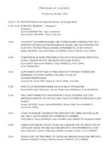 Program at a Glance Thursday 28 May[removed] REGISTRATION at the Assembly Rooms, 54 George Street[removed]SCIENTIFIC SESSION 1 – Research I Moderators: Daniel KALBERMATTEN – Basel, Switzerland