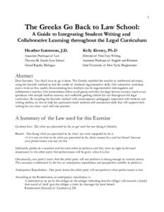 1  The Greeks Go Back to Law School: A Guide to Integrating Student Writing and Collaborative Learning throughout the Legal Curriculum