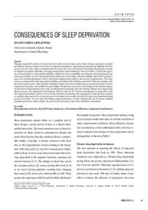 REVIEW PAPERS International Journal of Occupational Medicine and Environmental Health 2010;23(1):95 – 114 DOI[removed]v10001[removed]CONSEQUENCES OF SLEEP DEPRIVATION JOLANTA ORZEŁ-GRYGLEWSKA