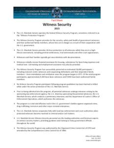 U.S. Marshals Service Fact Sheet - Witness Security