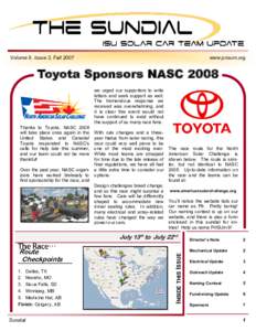 Volume 9, Issue 3, Fallwww.prisum.org Toyota Sponsors NASC 2008 we urged our supporters to write