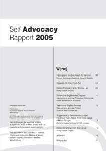 Self Advocacy Rapport 2005 Werrej Introduzzjoni mis-Sur Joseph M. Camilleri