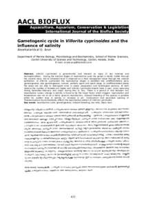AACL BIOFLUX Aquaculture, Aquarium, Conservation & Legislation International Journal of the Bioflux Society Gametogenic cycle in Villorita cyprinoides and the influence of salinity