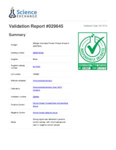 Validation Report #Summary Antigen Mitogen-Activated Protein Kinase Kinase 5 (MAP2K5)