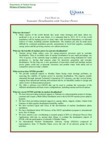 Department of Nuclear Energy Division of Nuclear Power Fact Sheet on  Seawater Desalination with Nuclear Power