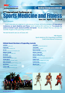 Sports MedicineInitial Announcement 2nd International Conference on  Sports Medicine and Fitness