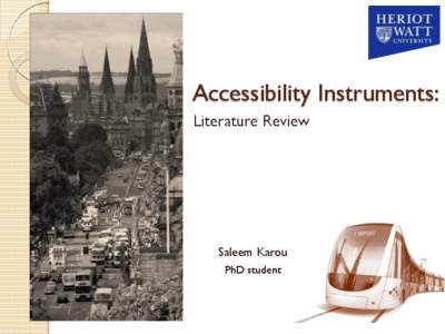 Accessibility Instruments: Literature Review Saleem Karou PhD student