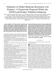 1804  IEEE TRANSACTIONS ON GEOSCIENCE AND REMOTE SENSING, VOL. 44, NO. 7, JULY 2006 Validation of Global Moderate-Resolution LAI Products: A Framework Proposed Within the