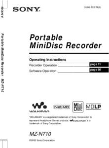 Portable MiniDisc Recorder MZ-N710 Portable MiniDisc Recorder