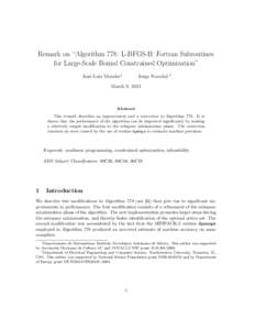 Remark on “Algorithm 778: L-BFGS-B: Fortran Subroutines for Large-Scale Bound Constrained Optimization” Jos´e Luis Morales∗ Jorge Nocedal