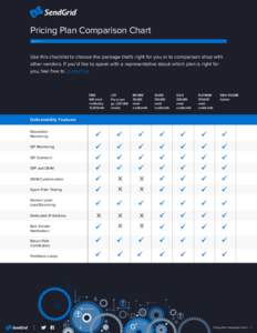 Pricing Plan Comparison Chart Use this checklist to choose the package that’s right for you or to comparison shop with other vendors. If you’d like to speak with a representative about which plan is right for you, fe