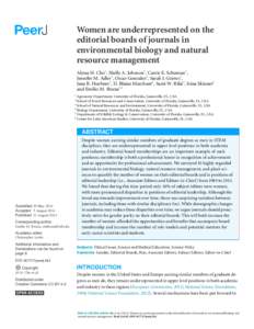 Women are underrepresented on the editorial boards of journals in environmental biology and natural resource management Alyssa H. Cho1 , Shelly A. Johnson2 , Carrie E. Schuman3 , Jennifer M. Adler3 , Oscar Gonzalez3 , Sa