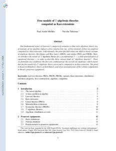 Free models of T -algebraic theories computed as Kan extensions Nicolas Tabareau ∗