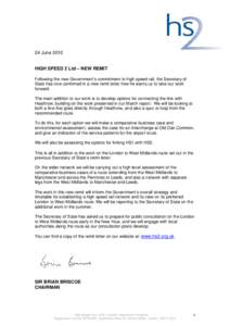 NEWSLETTER 1 TO HS2 STAKEHOLDERS