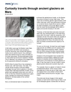 Curiosity travels through ancient glaciers on Mars