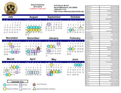 School CalendarAcademic Calendar 613 Cherry Street North Wilkesboro, NC 28659