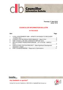 Agenda of Councillor Information Bulletin - 17 April 2014